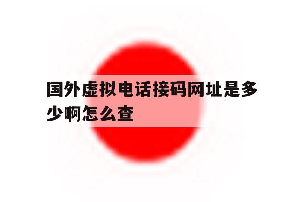 国外虚拟电话接码网址是多少啊怎么查 国外虚拟电话接码网址是多少啊怎么查