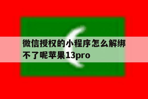 关于微信授权的小程序怎么解绑不了呢苹果13pro的信息 关于微信授权的小程序怎么解绑不了呢苹果13pro的信息