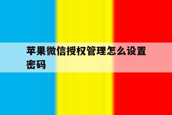 苹果微信授权管理怎么设置密码 苹果微信授权管理怎么设置密码