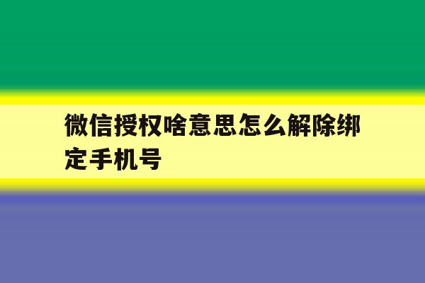 微信授权啥意思怎么解除绑定手机号 微信授权啥意思怎么解除绑定手机号