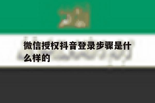 微信授权抖音登录步骤是什么样的