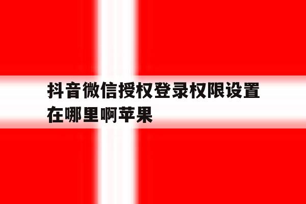 抖音微信授权登录权限设置在哪里啊苹果