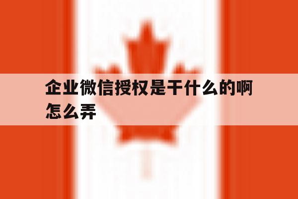 企业微信授权是干什么的啊怎么弄 企业微信授权是干什么的啊怎么弄