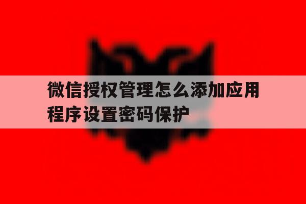 微信授权管理怎么添加应用程序设置密码保护 微信授权管理怎么添加应用程序设置密码保护
