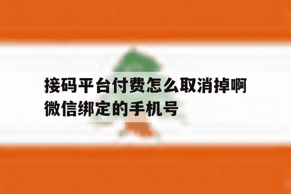 接码平台付费怎么取消掉啊微信绑定的手机号 接码平台付费怎么取消掉啊微信绑定的手机号