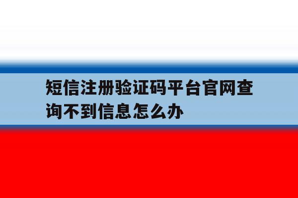 短信注册验证码平台官网查询不到信息怎么办的简单介绍