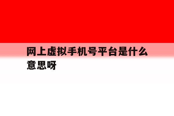 网上虚拟手机号平台是什么意思呀 网上虚拟手机号平台是什么意思呀