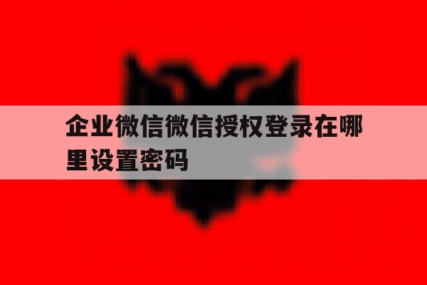 企业微信微信授权登录在哪里设置密码 企业微信微信授权登录在哪里设置密码