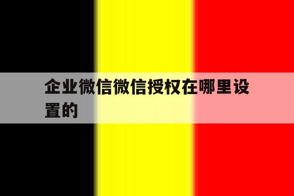 企业微信微信授权在哪里设置的 企业微信微信授权在哪里设置的
